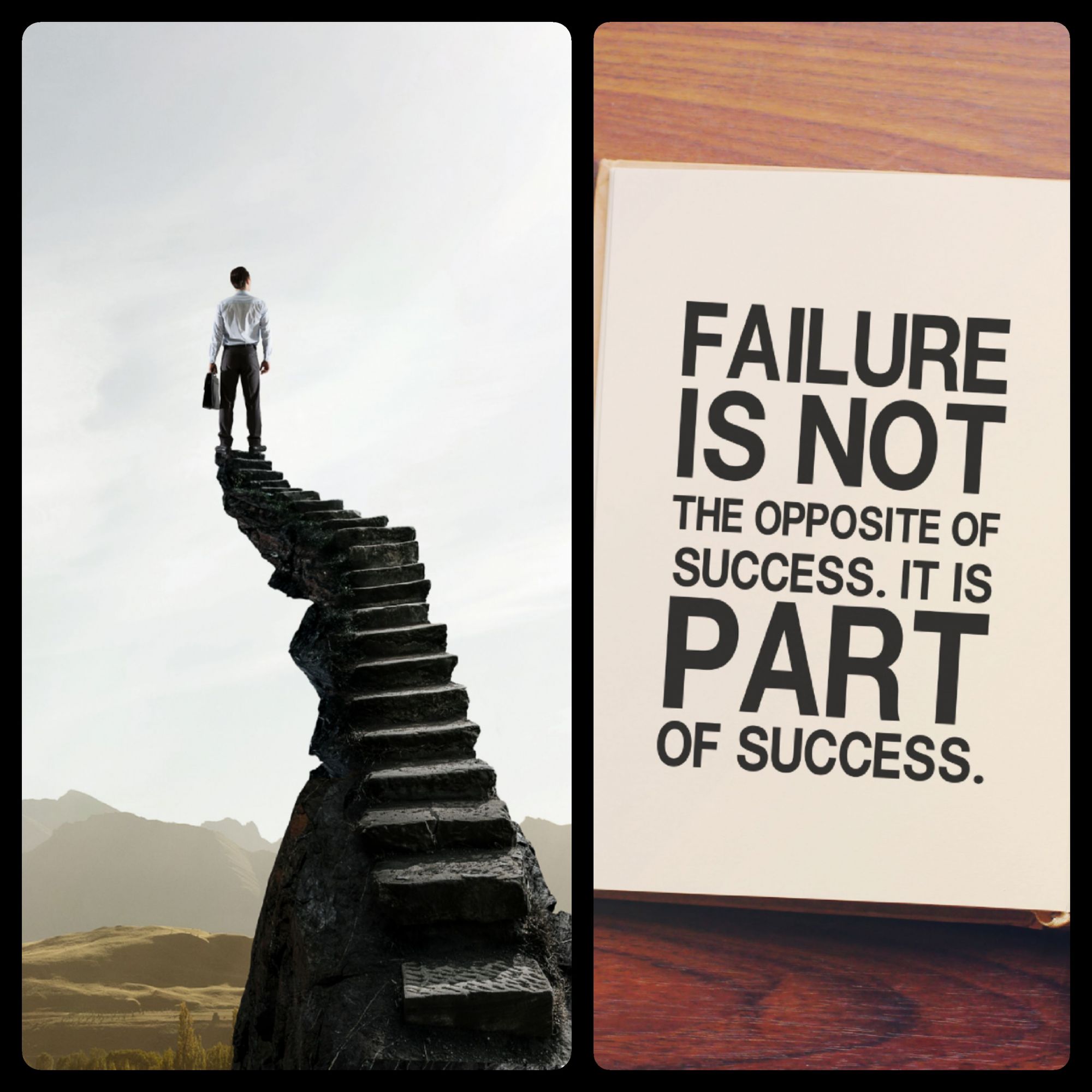 Collage of inspirational posters about failure leading to success