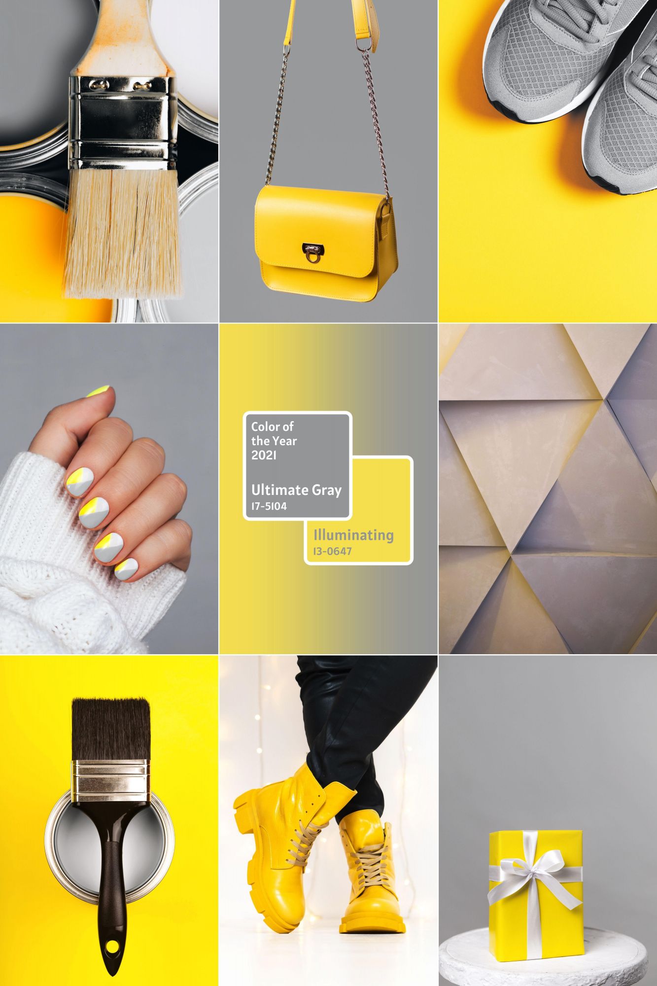 Collage featuring yellow, featured color of the year for 2021, compiled by PH Design, home builders specializing in custom home design and construction in Canton, Ohio