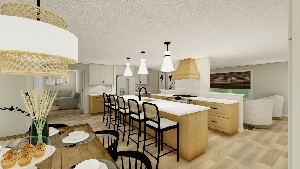 Kitchen home remodel 3D rendering by PH Design, home builders in Northeast Ohio