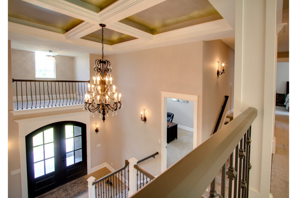 Upstairs lookout of The Dalmore, colonial style home by PH Design, custom construction home builders in Canton, OH