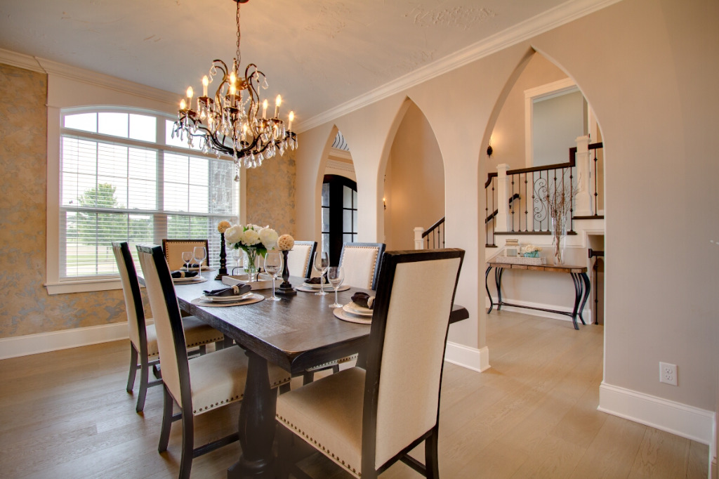 Dining area of The Dalmore, colonial style home by PH Design, custom construction home builders in Canton, OH