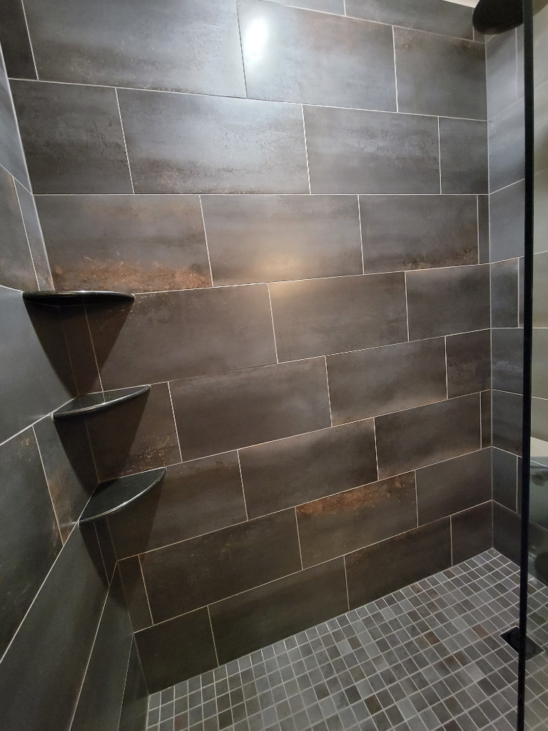 Shower of Basement Remodel by PH Design, home remodeling builders in Canton, OH