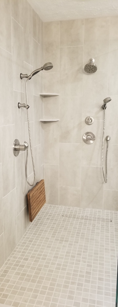 Shower of Bathroom Remodel by PH Design, home remodeling builders in Canton, OH