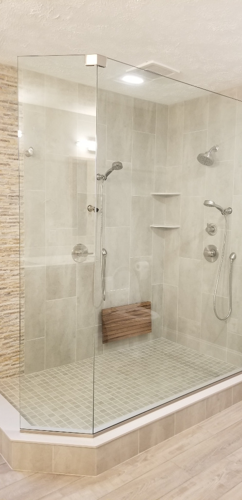 Shower of Bathroom Remodel by PH Design, home remodeling builders in Canton, OH