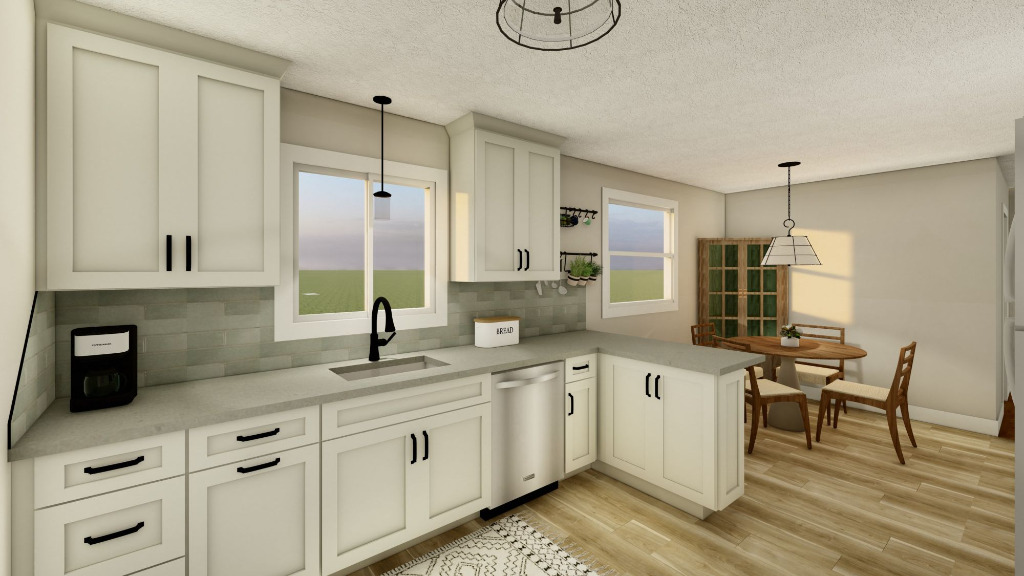 Kitchen remodel 3D rendering by PH Design, home builders in Northeast Ohio