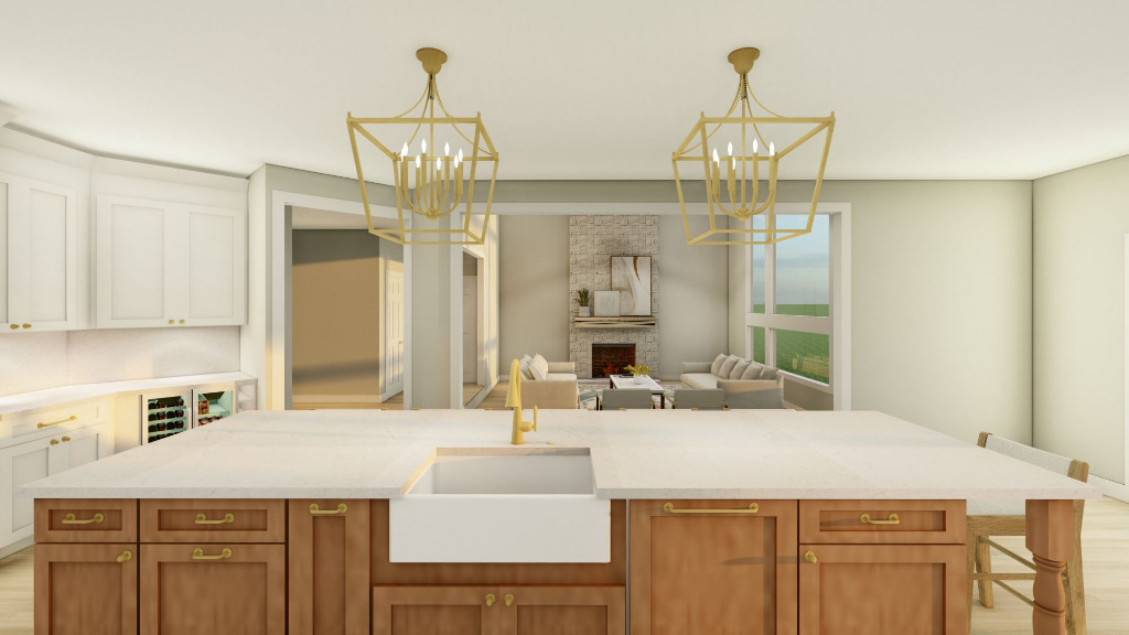 Kitchen home remodel 3D rendering by PH Design, home builders in Northeast Ohio