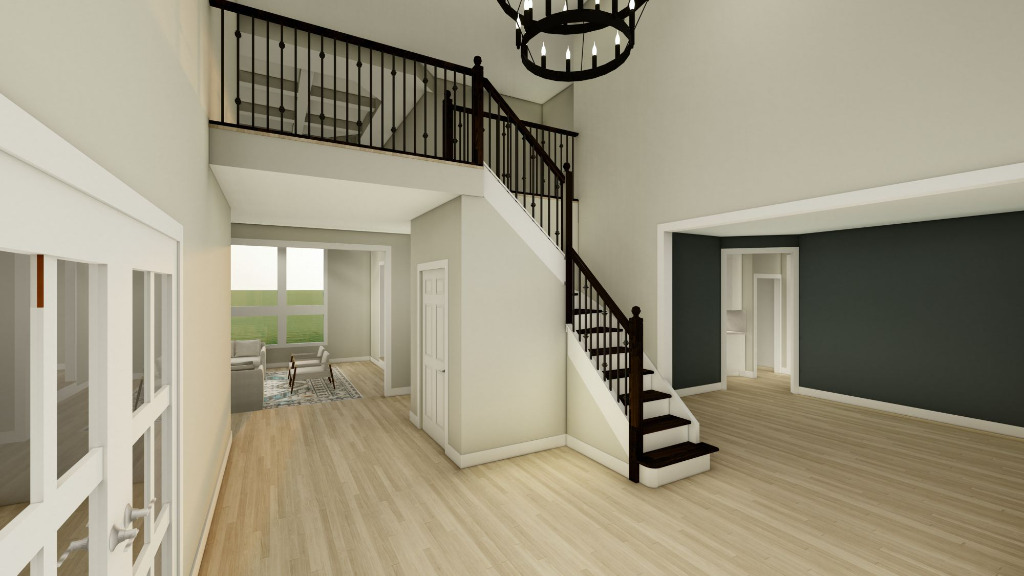 Foyer home remodel 3D rendering by PH Design, home builders in Northeast Ohio