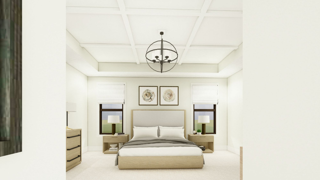 The Laphoraig, custom floor plan, bedroom 3D rendering by PH Design, home builders in Canton, Ohio